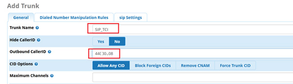Add SIP Trunk